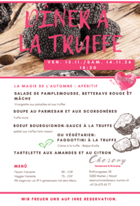 Überblick - vue d'ensemble 7 Trueffel Dinner Menue 2026 F